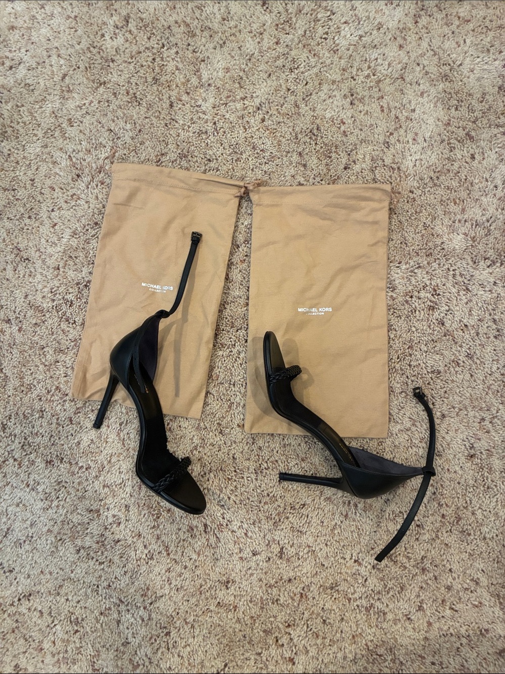 Michael Kors Black Braided Strap Stiletto 4 inch Heels